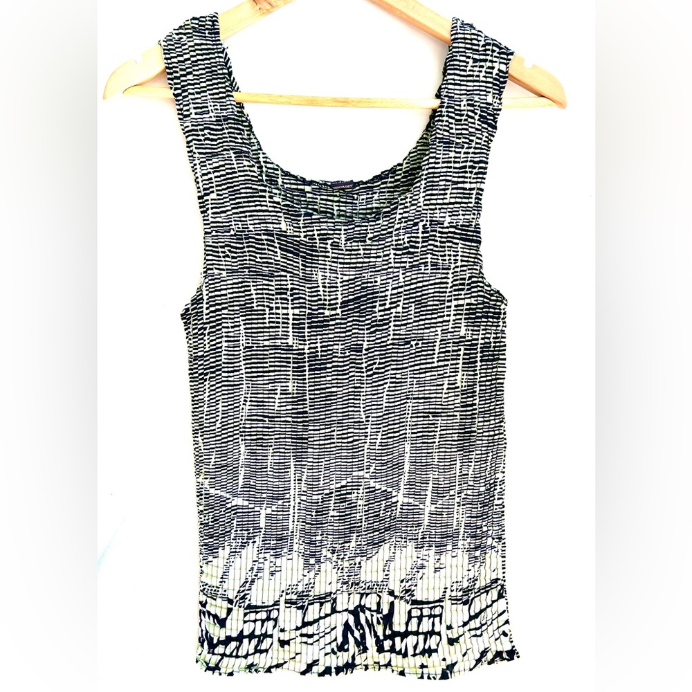 Printed Sleeveless Stretch Top Black/Beige